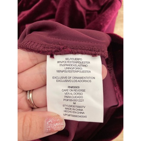 Gianni Bini Womens Maroon Velvet One Shoulder Mini Formal Dress Size Medium - Picture 5 of 7